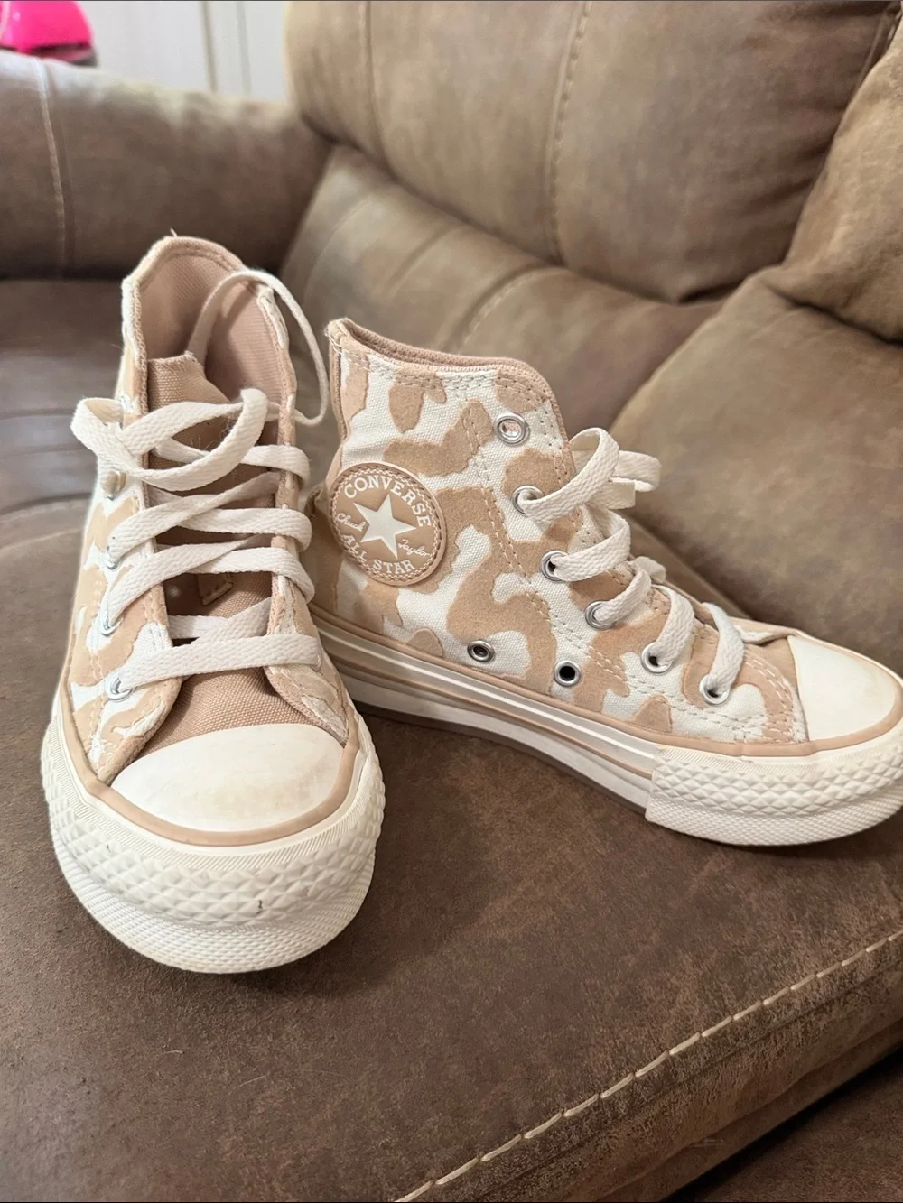 Converse High Top Sneakers - Beige and White Camo
